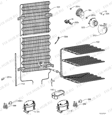 Взрыв-схема холодильника Zanussi ZRB637VS - Схема узла Cooling system 017